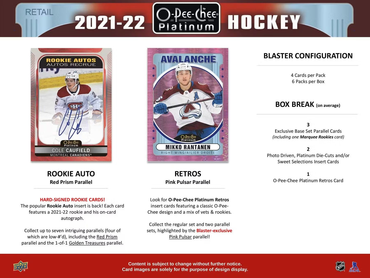 2021-22 UD O-Pee-Chee Platinum Hockey 6-Pack Blaster Box